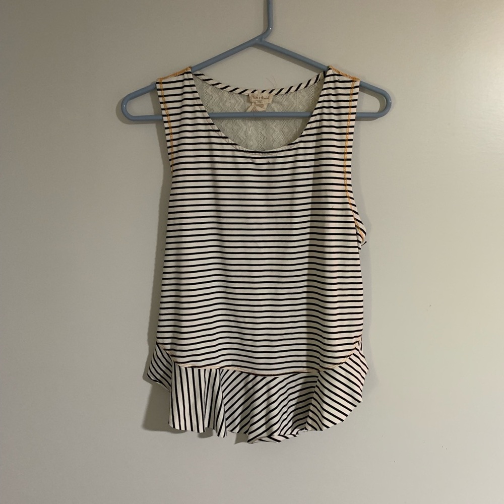 Striped ruffle tank